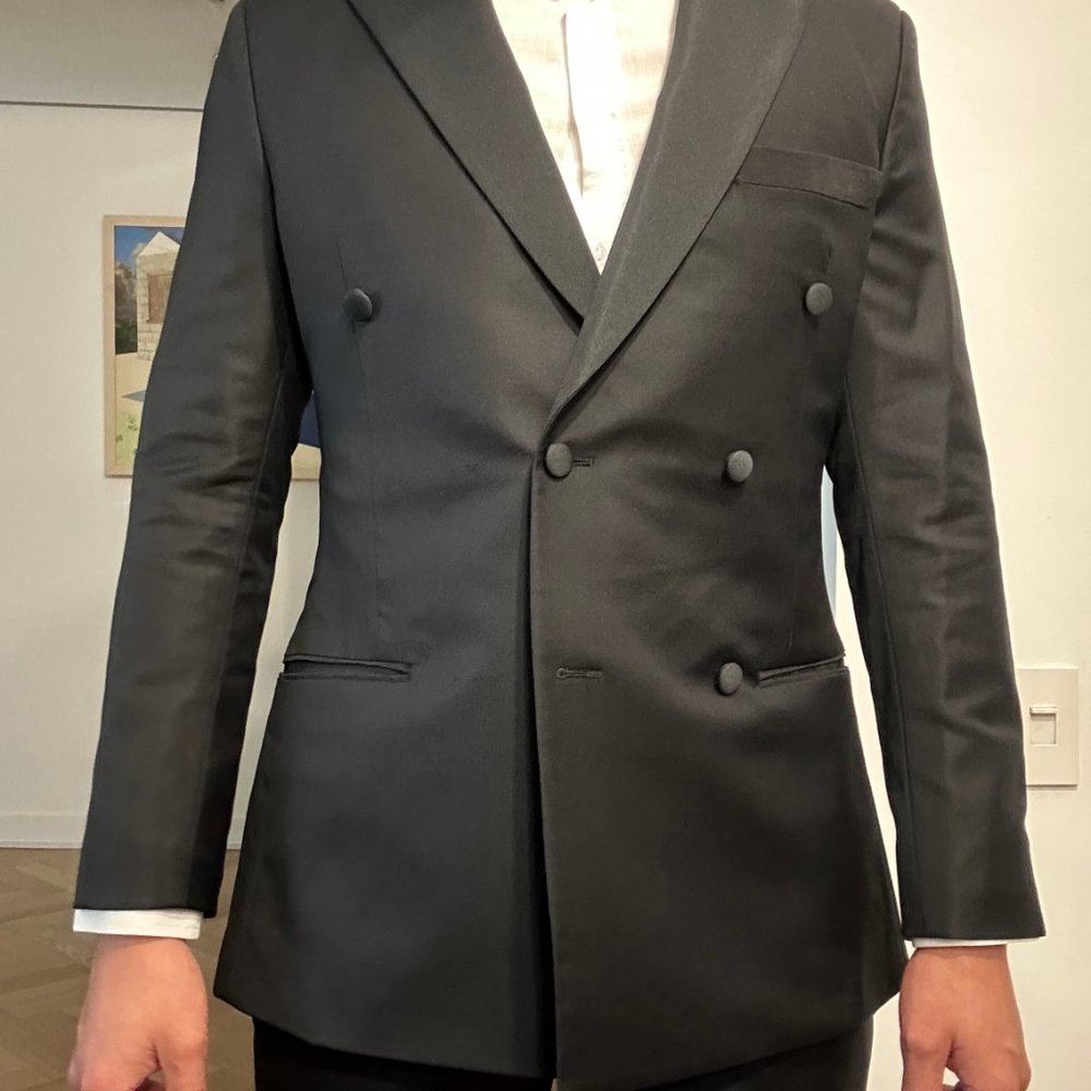 Double-breasted tuxedo jacket+pants set - 38R 30/30